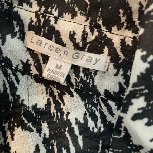 Larsen Gray Long‎ Sleeve Button Down Blouse Women’s Size Med Hounds Tooth - Picture 4 of 9